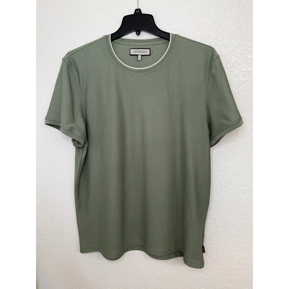 JACKSON REED Men Olive Green Waffle Knit Crew Neck Short Sleeve T‎ Shirt Size L